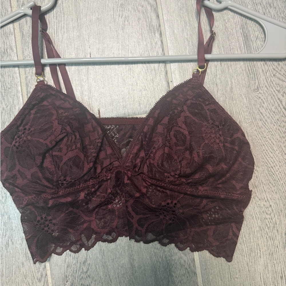Aerie Lace Bralette in Burgundy S